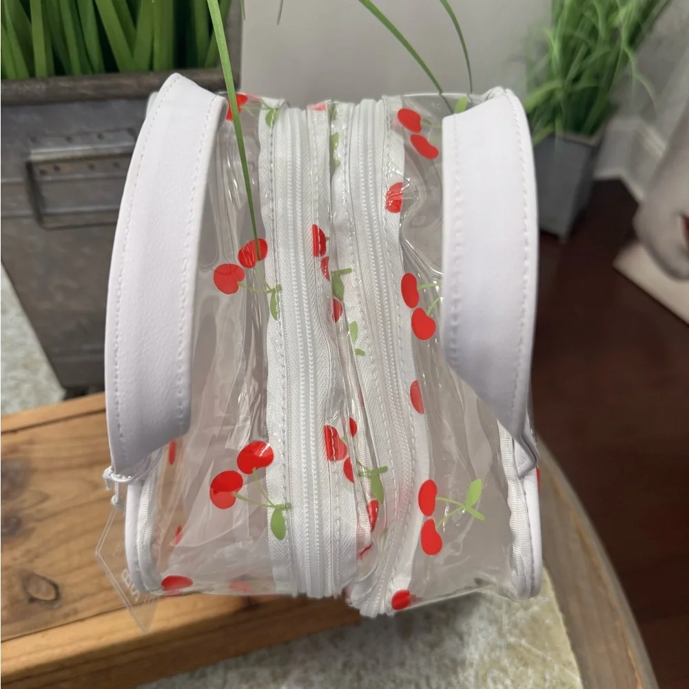 TAYLOR MADISON “CHERRIES “ VINYL DOUBLE POUCH ZIP BATHROOM STORAGE BAG